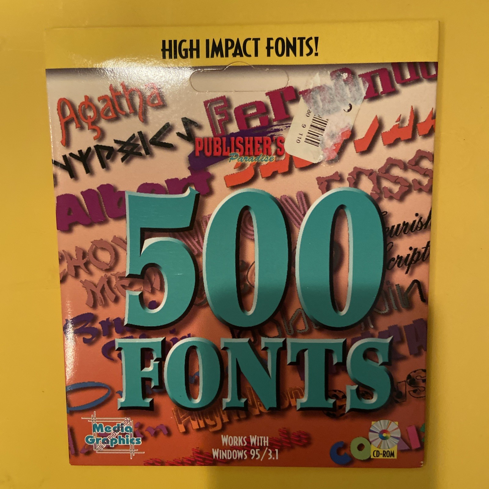 500 Fonts Vintage CD-ROM -1997 Media Graphics International -High Impact Fonts