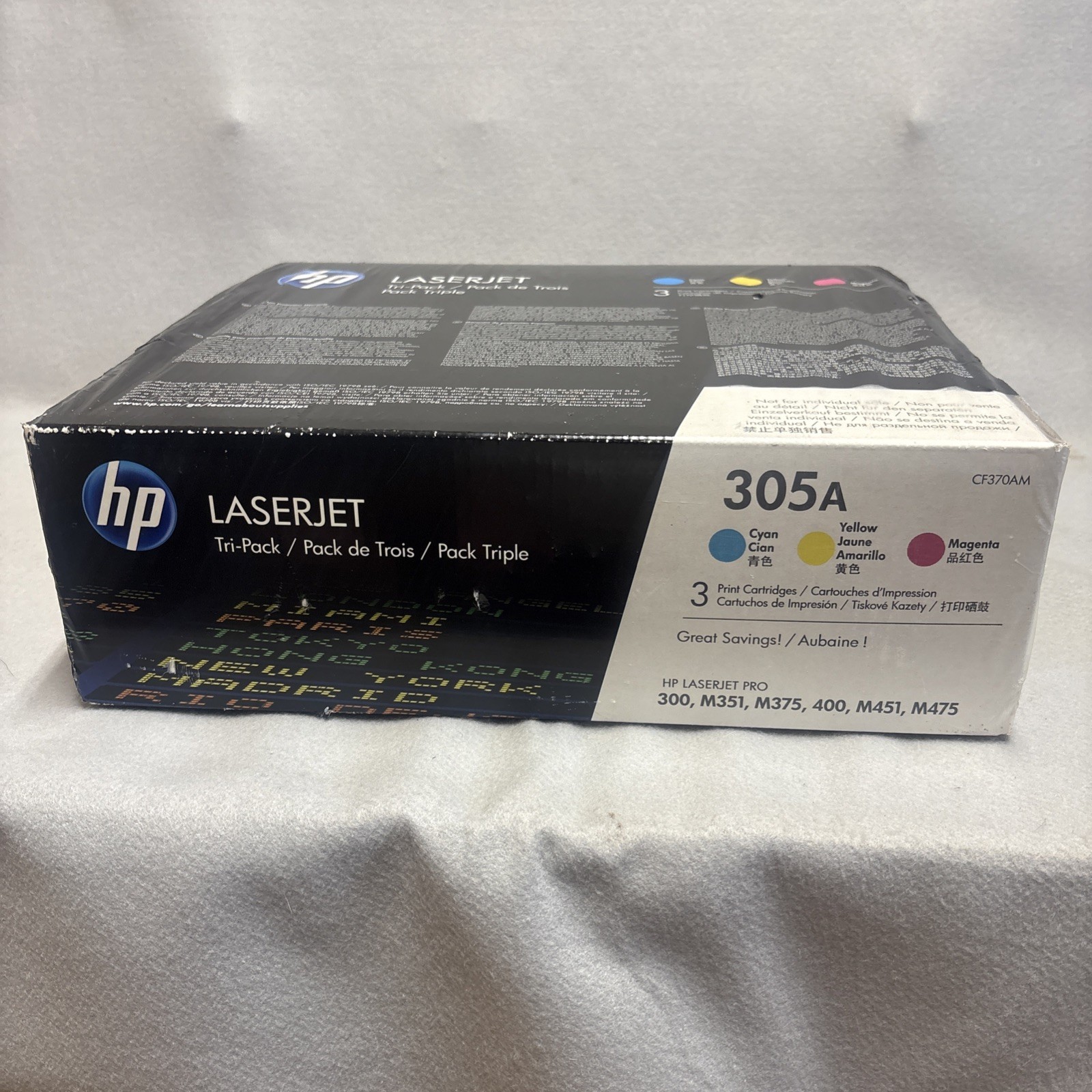 HP 305A CF370AM Toner Cartridge New In The Box Never Opened. Tri Pack Color Tone