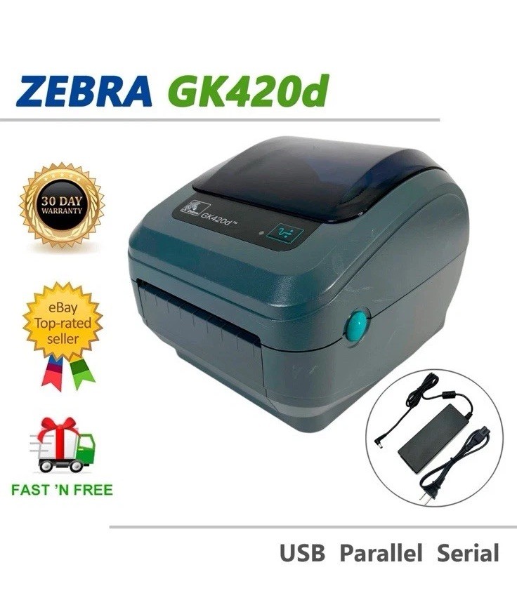 Zebra GK420d Thermal Label Printer USB Ethernet GK42-202210-000 Tested Works