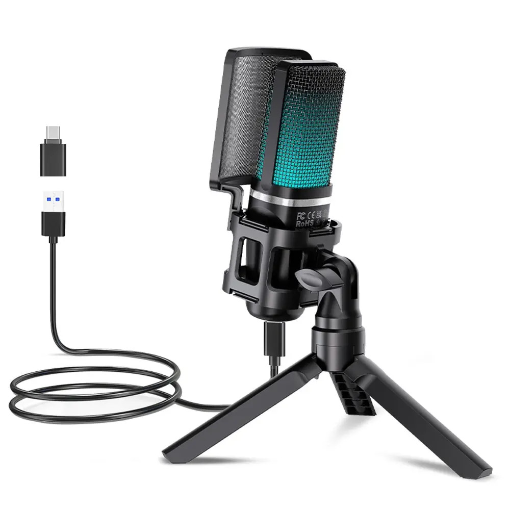 Zealsound RGB USB Condenser Gaming Microphone Computer Professional Mic For PC