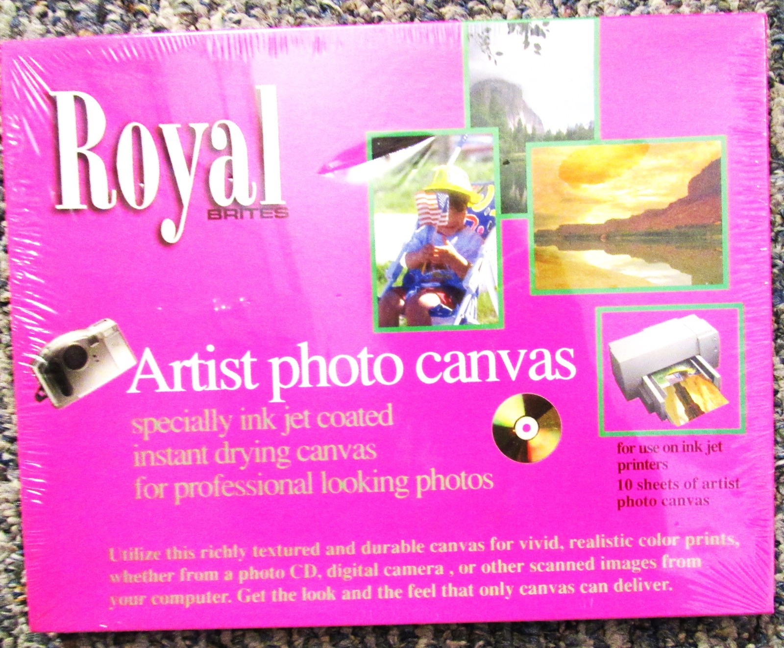 ROYAL BRITES PHOTO CANVAS 10 SHEETS INSTANT DRYING NEW UNOPENED