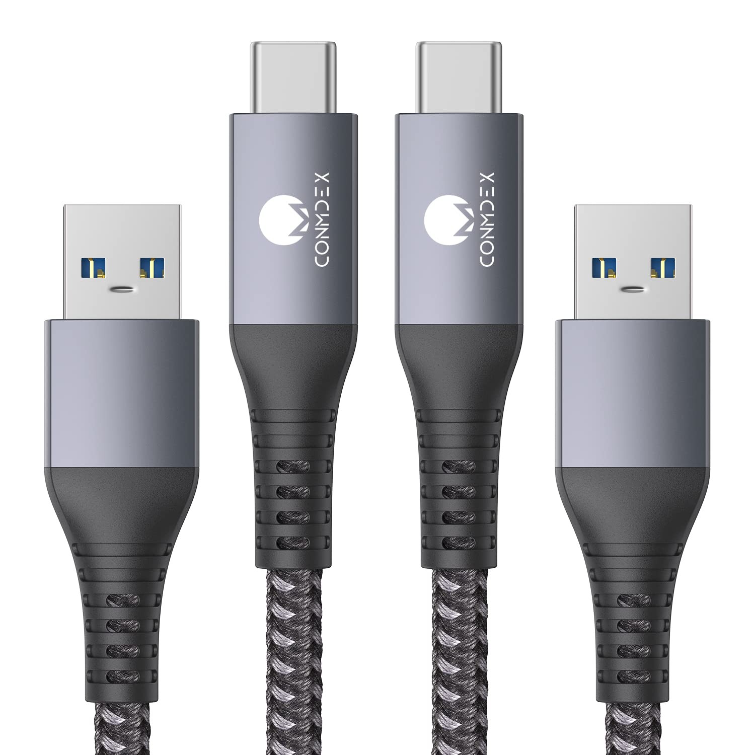 CONMDEX Android Auto USB Cable [3ft, 2-Pack] 10Gbps, 3A Fast 3ft+3ft, Grey