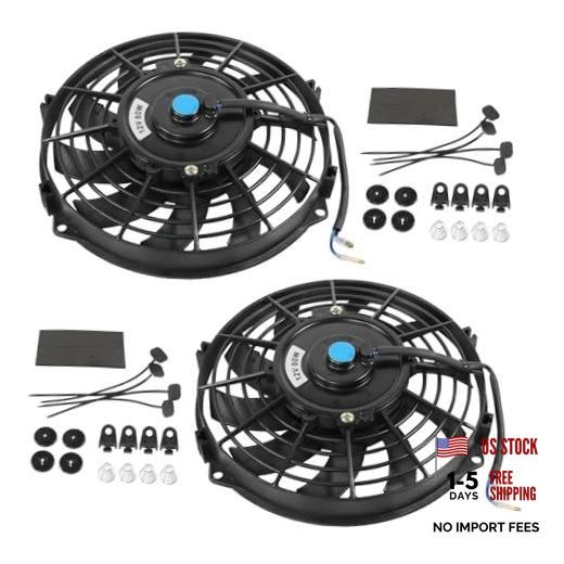 Universal 9" Inch Electric Slim Radiator Cooling Fan with Fan 9 Inch*2 Black