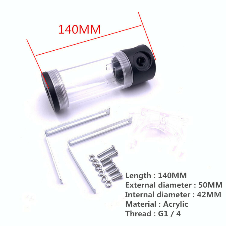 Computer water-cooled acrylic cylindrical water tank 140MM*50MM Side 4 holes
