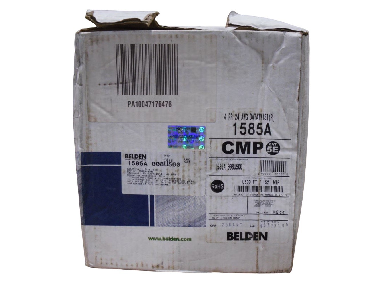 Belden 710536E 200MHz 4-Pair UTP-Unshielded Plenum Blue Jacket Cat5e Cable