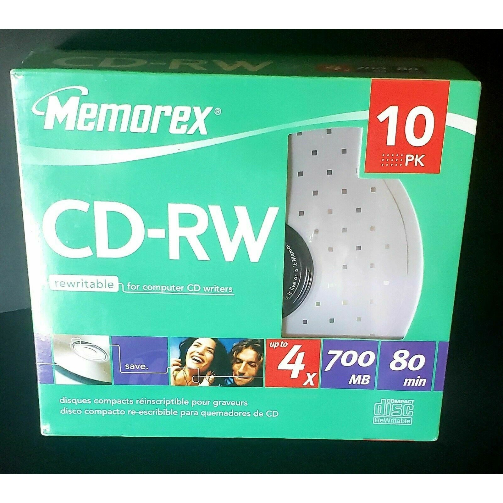 Memorex CD-RW 10 Pack 4X 700MB 80 Min Compact Discs Rewritable Brand New SEALED