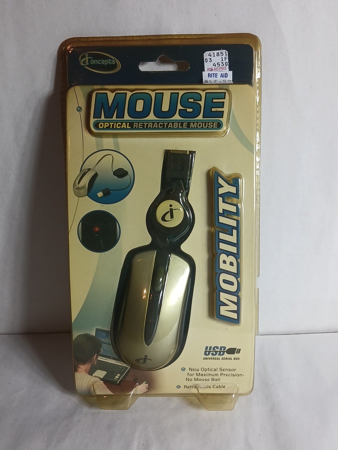 iConcepts Mobility Mini 4D Optical USB Retractable Cable Mouse