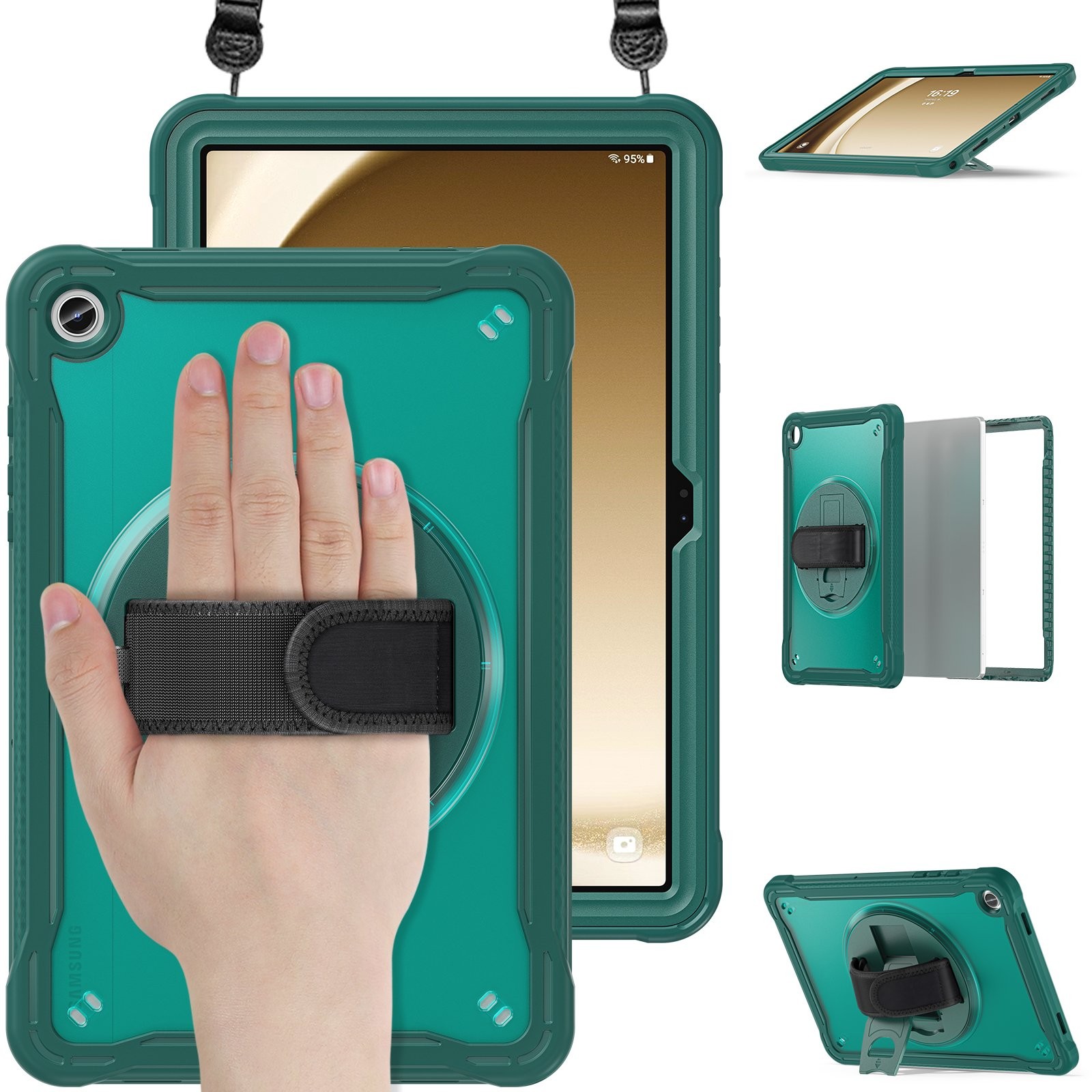 TPU+PC Shockproof Hand Strap Stand Case for Samsung Galaxy Tab A9+ Plus 11 Inch