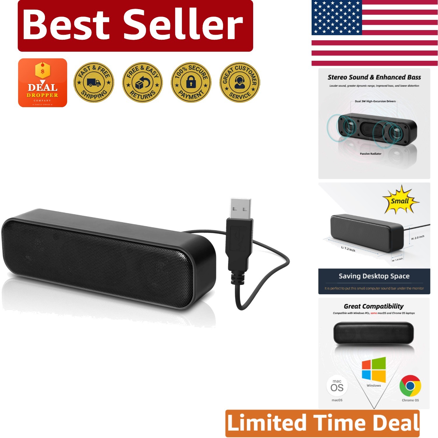 Dynamic USB Sound Bar Speakers: Elevated Audio Experience for PCs and Consoles