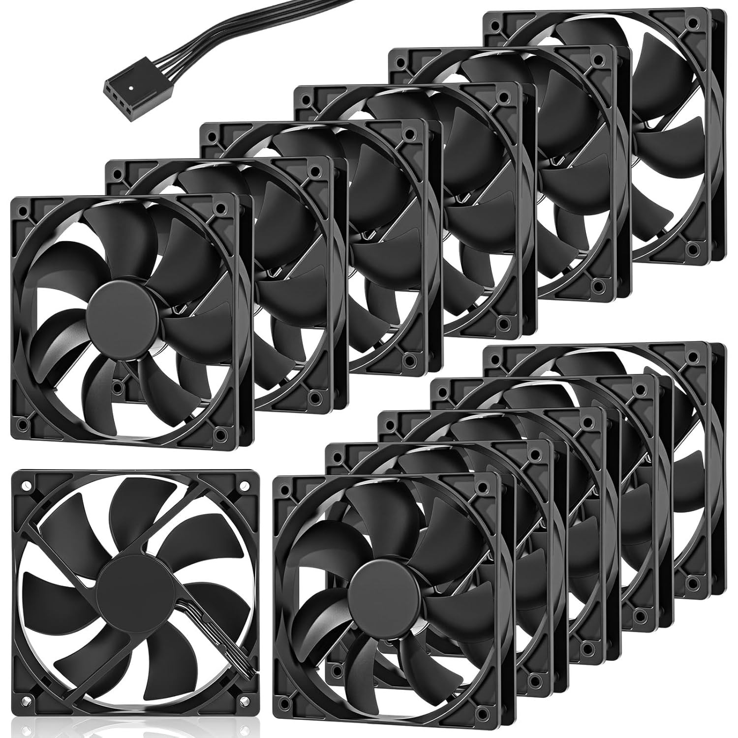 12 Pack 120 Mm Computer Case Fans 3000 RPM High Performance Cooling 3 Pin 12V Do