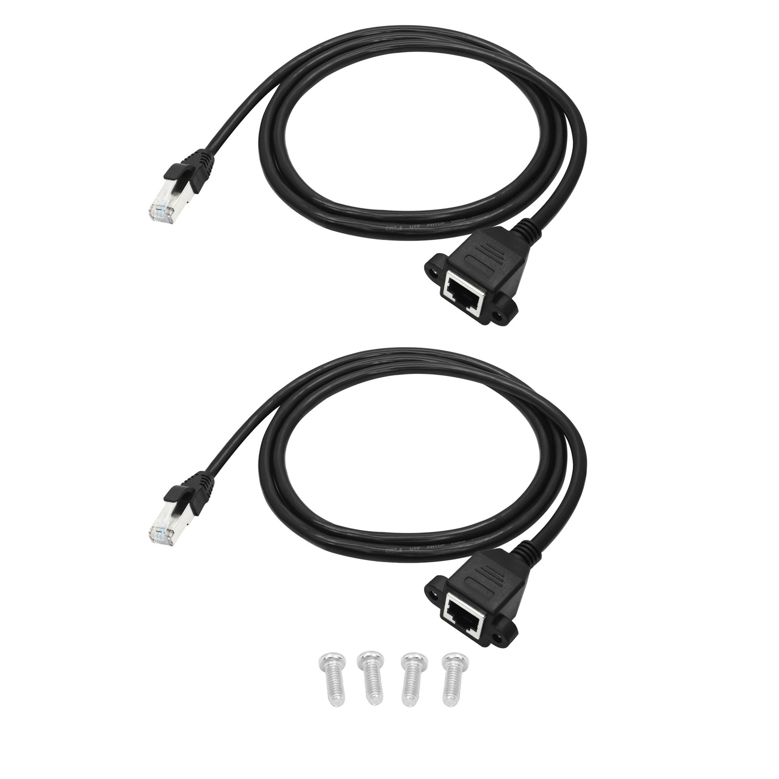 2Pcs Cat6 Ethernet Extension Cable 2FT, RJ45 Male to Female Ethernet Panel Mo...