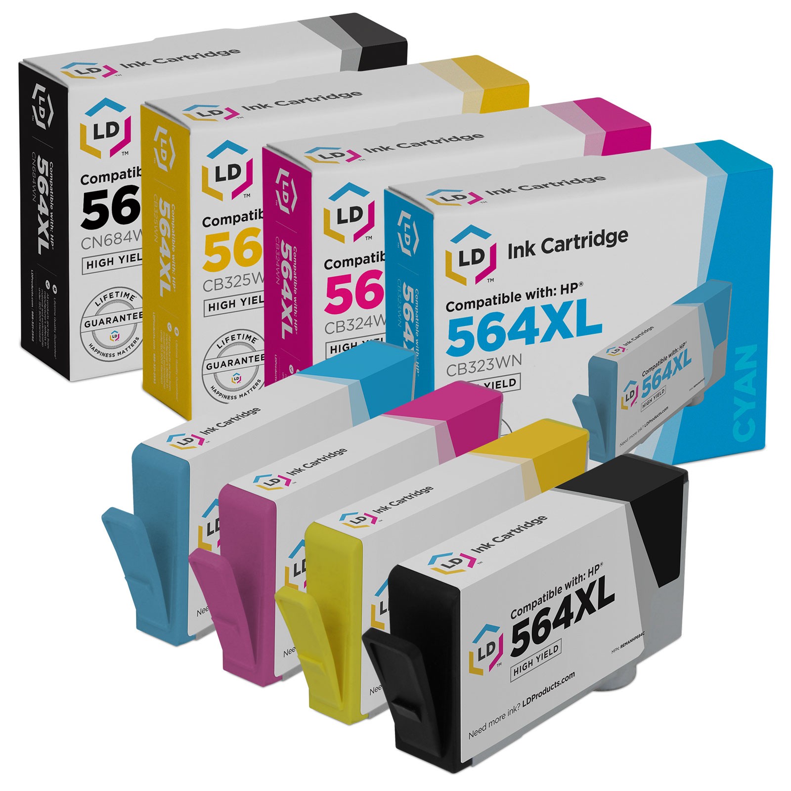 LD Compatible Replacements HP 564XL 4pk HY Ink CN684WN CB323WN CB324WN CB325WN