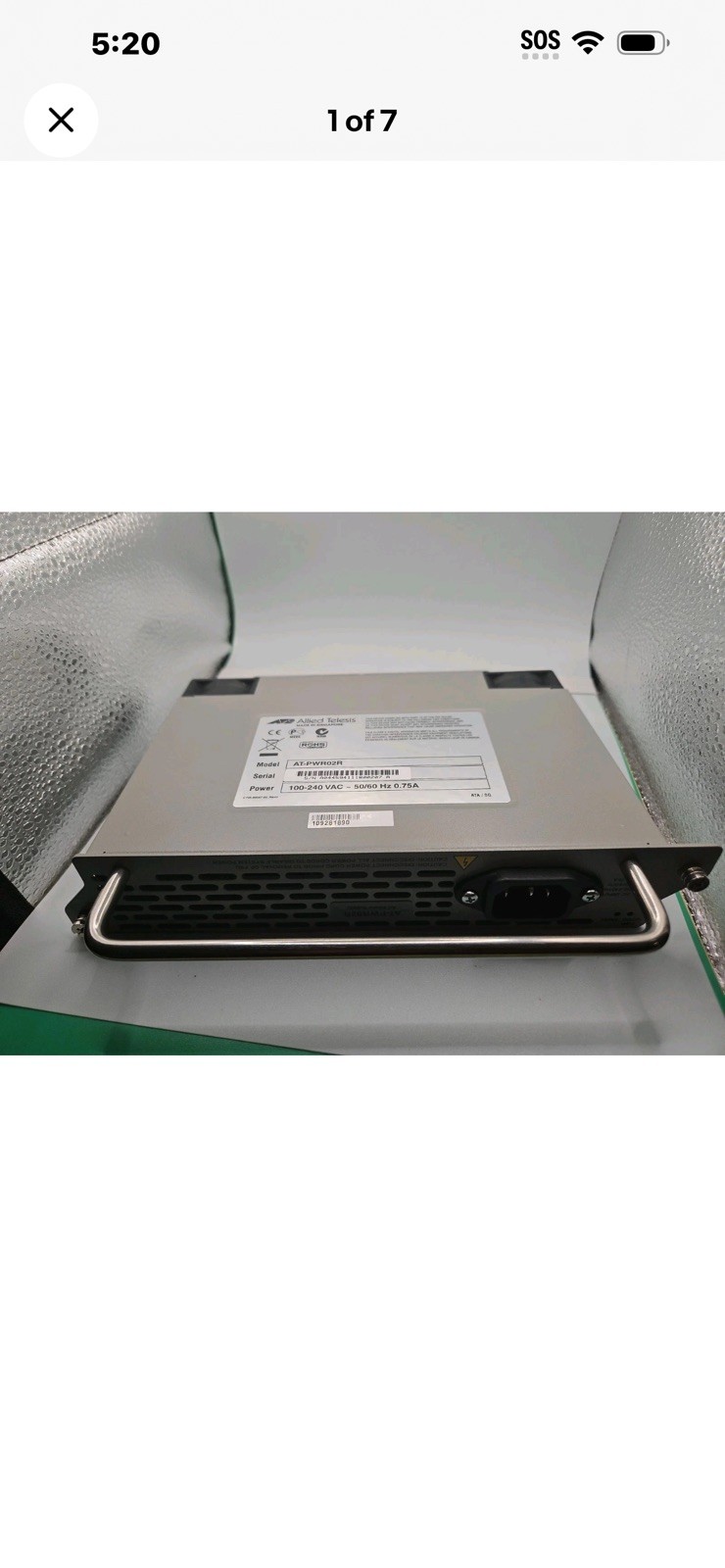 ATI Allied Telesis AT-PWR02 Power Supply Module 074-000047 PSU-PC212-07 100-240V