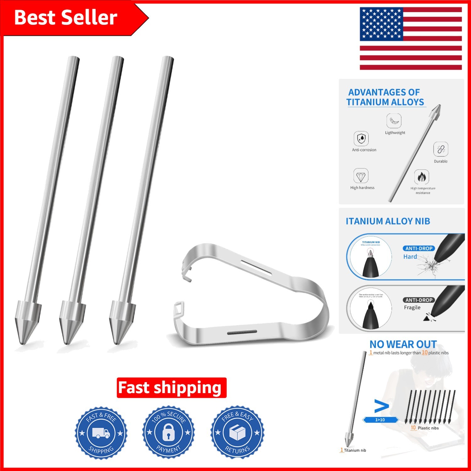 Ultimate 15PCS Pen Tips Set - 5 Felt and 10 Hard Tips for Kindle & Remarkable