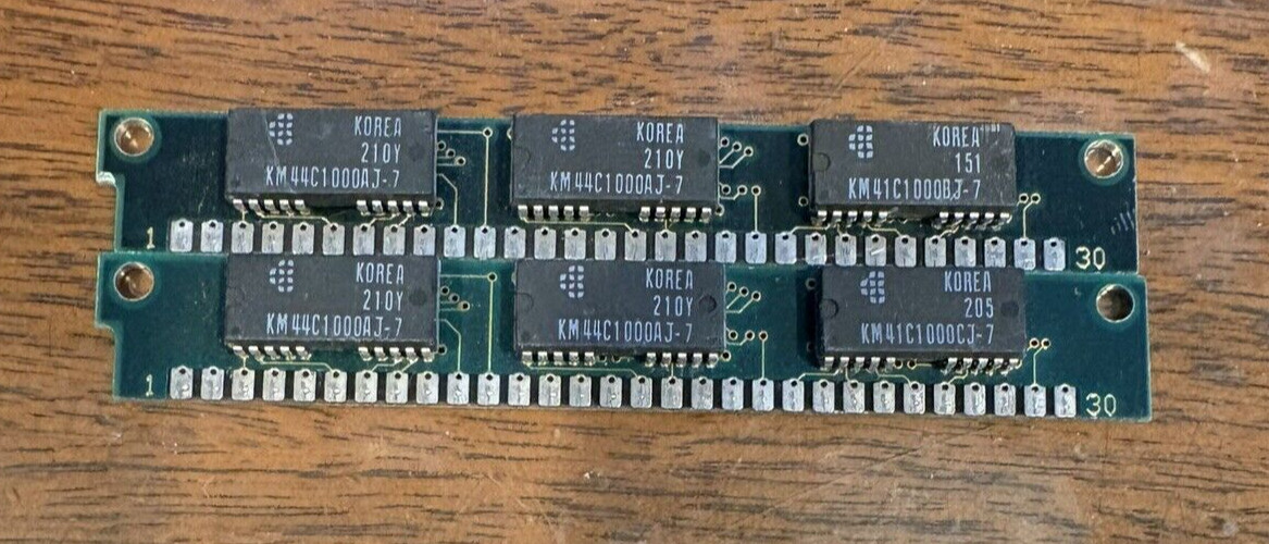2 x 1MB 30-Pin 3-Chip 70ns FPM SIMM Memory RAM 2MB SilverPC 286 386 *Tested*