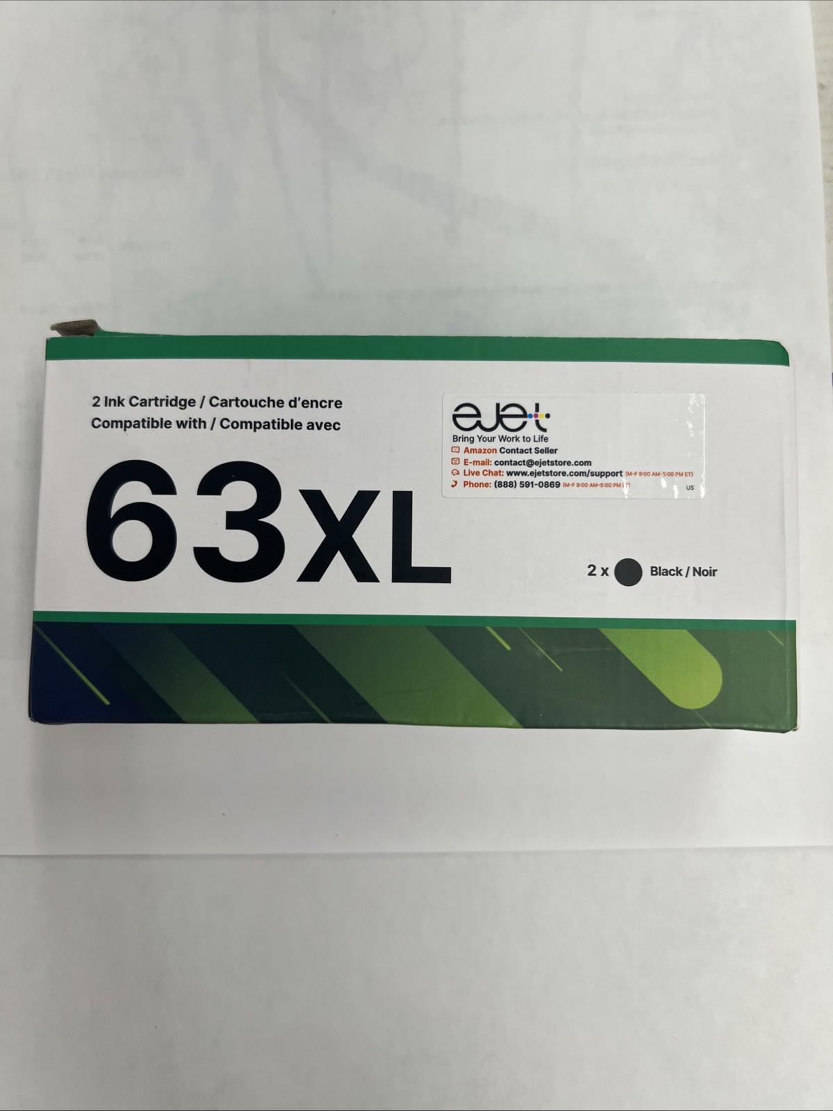 ejet 63XL Compatible Ink Cartridge Black Tri-Color for HP Inkjet Printer 2 Pack