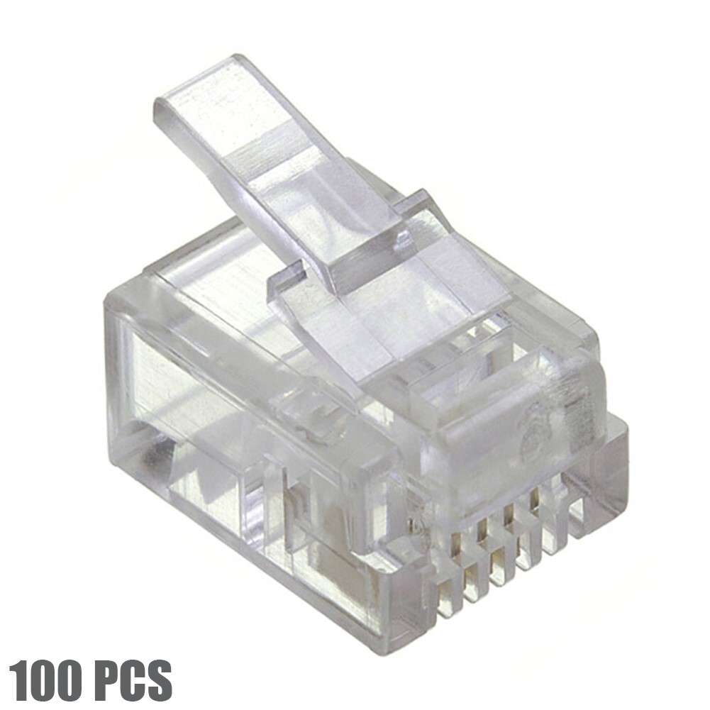 100x Pack RJ12 DSL Modular Plugs 6P6C Solid Telephone Phone Connector End Head