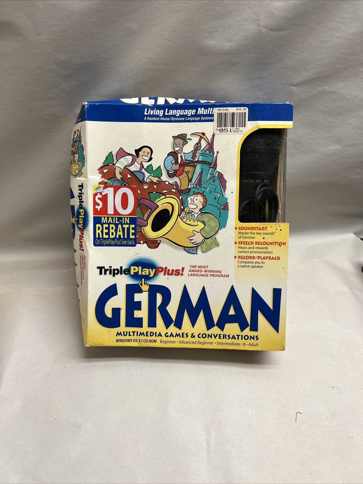  Living Language Multimedia TriplePlay Plus GERMAN/Book Microphone Windows CD RM