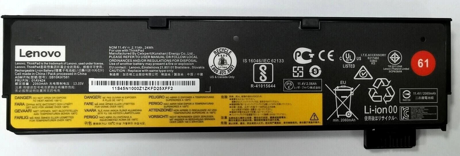 Genuine Lenovo 01AV425 61 Battery For ThinkPad T470 T480 T570 T580 11.4V 24Wh