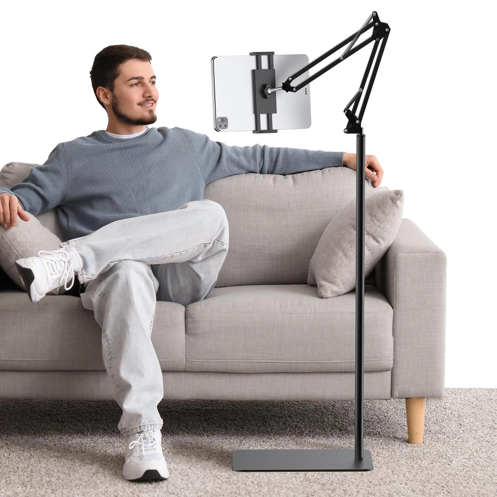 Tablet Floor Stand, Overhead Bed Phone Stand Adjustable Holder Universal Floo...