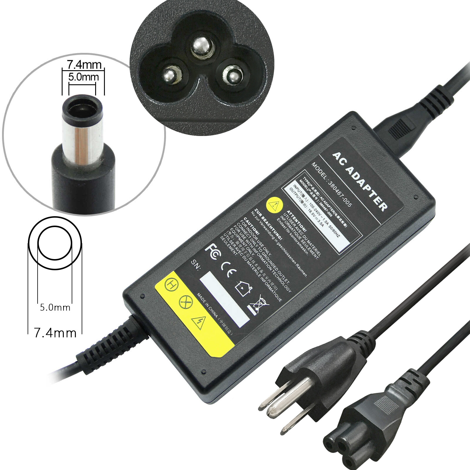 For HP Pavilion DM1 65W 18.5V AC Adapter Power Supply Charger 18.5V 3.5A 65W