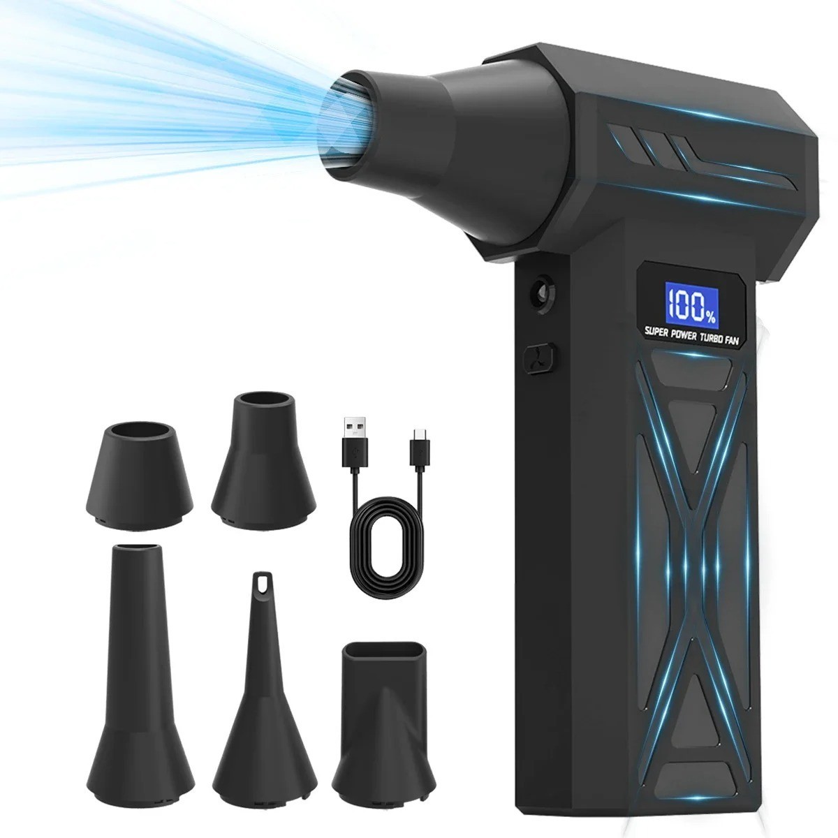 110000 RPM Electric Air Duster – Cordless Turbo Blower with LED Display, Recharg