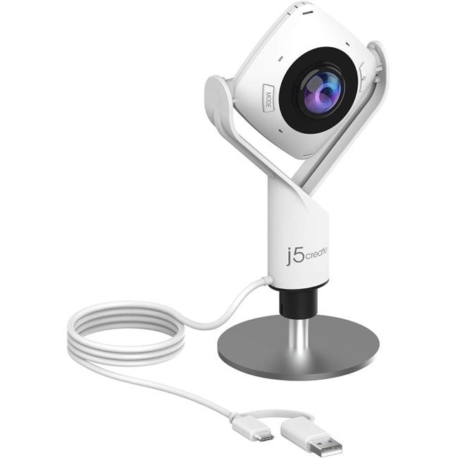j5create JVCU360 360 Deg All Around USB-C USB2.0 Type-A Webcam with High Fide...