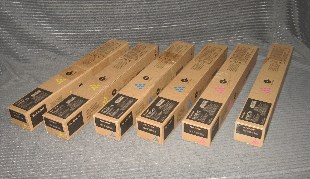 Sharp MX-61NT LOT OF SIX Yellow Cyan Magenta NEW GENUINE OEM MX 4070 5070 6070
