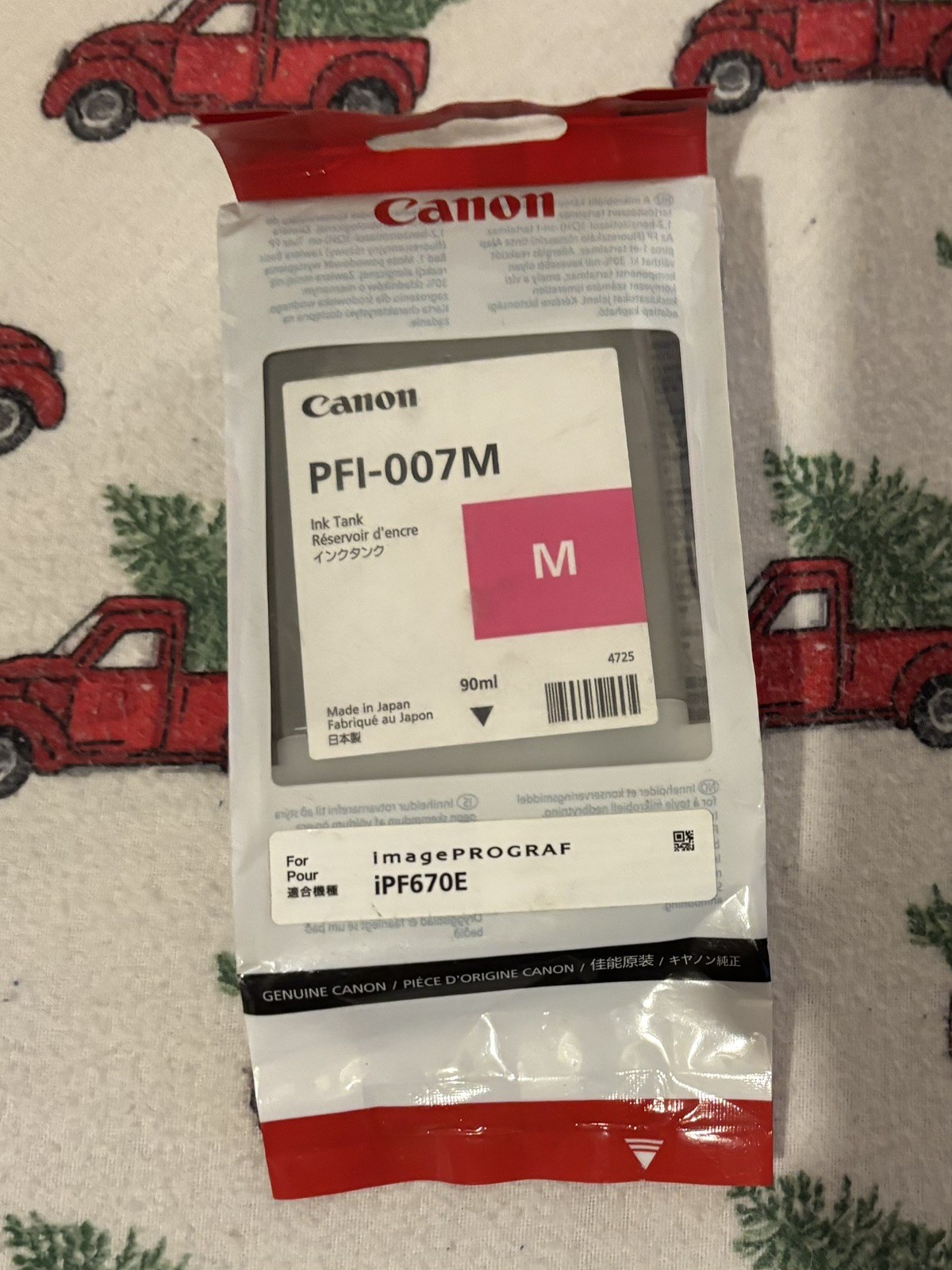 Canon PFI-007 90ml Dye Ink Tank for imagePROGRAF iPF670E Printer, Magenta