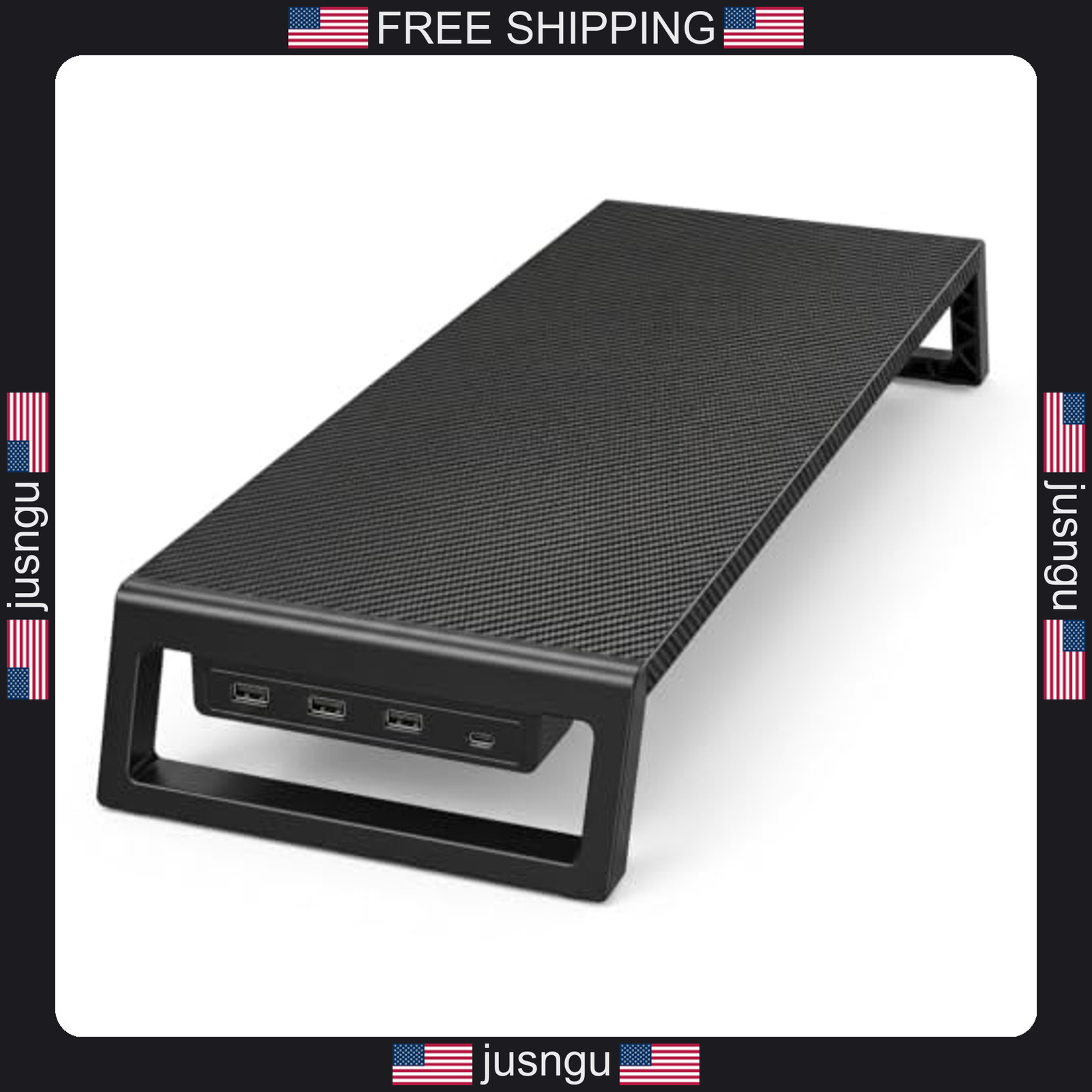 Fayquaze Monitor Stand Riser with USB Hub, Ergonomic Laptop Desk Organizer