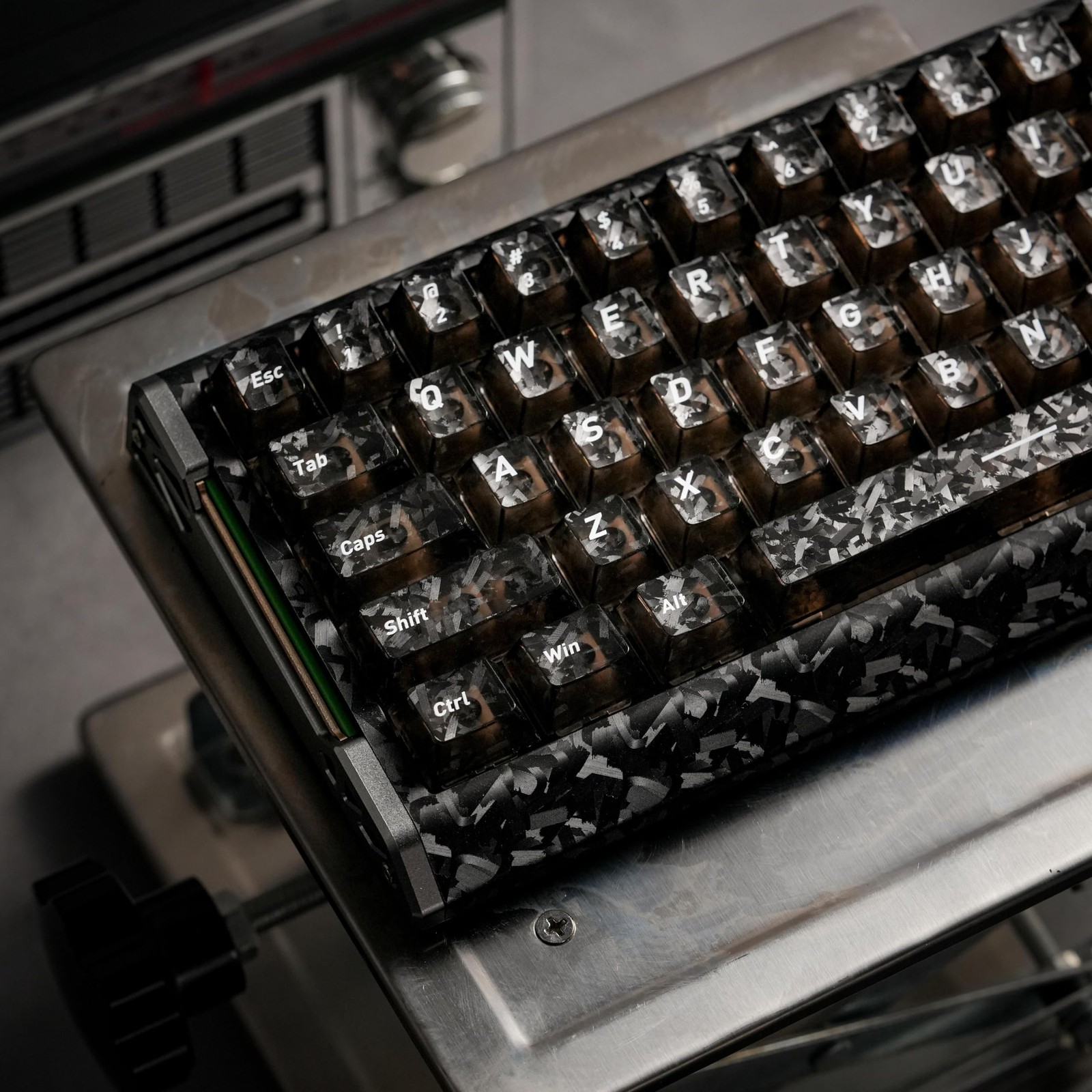Carbon Fiber Shine Through Translucent Keycaps Cherry Profile 132 Keys Black