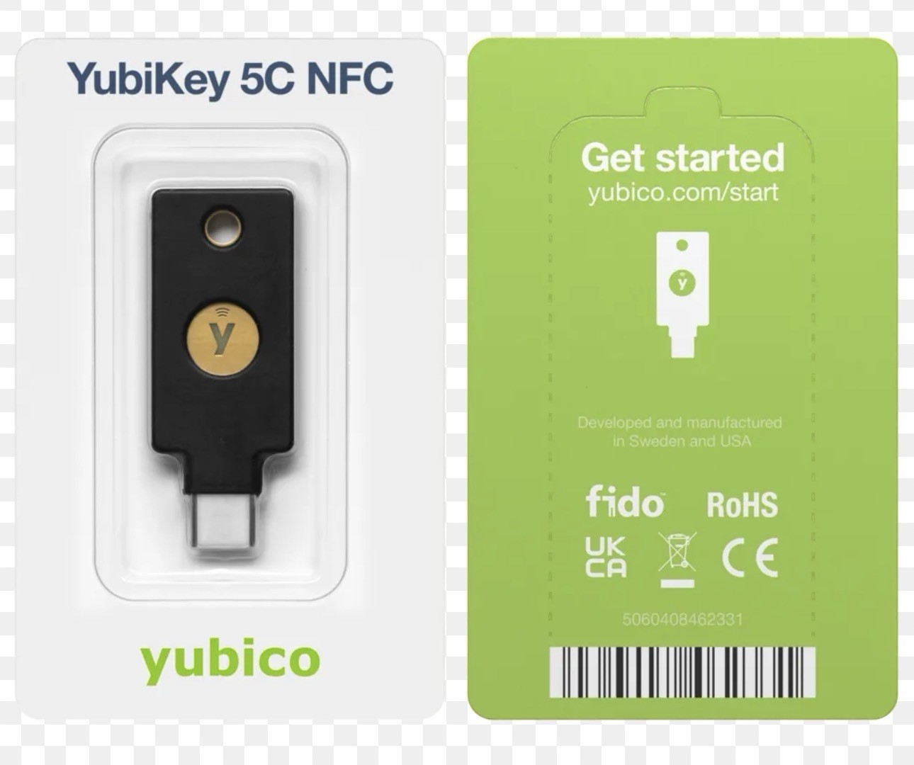 Yubico YubiKey 5C NFC USB-C USB Security Key, Black (999-00014)