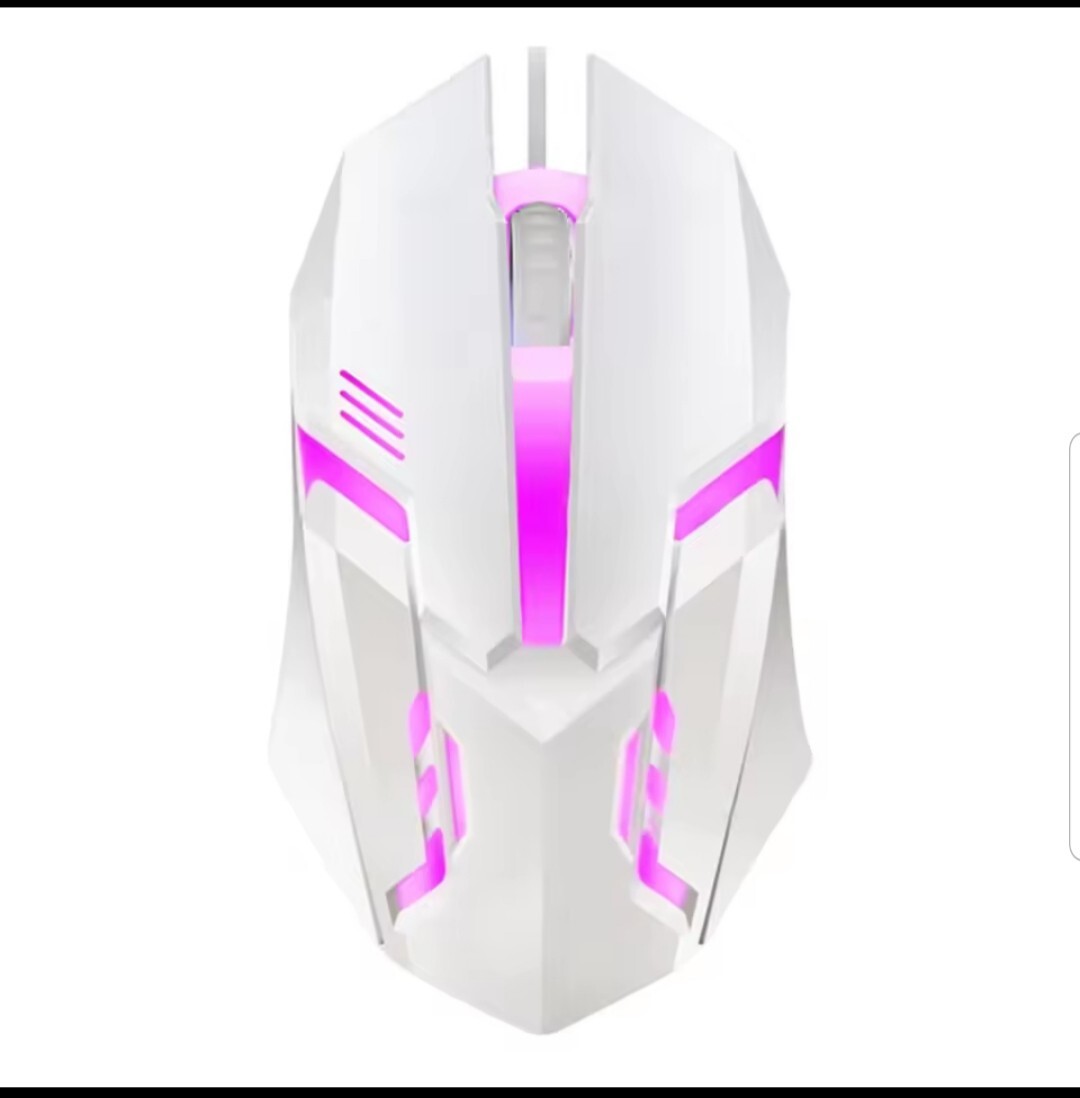 Wired Mouse Colorful LED Gaming Mouse E-Sports USB 5000 DPI- White
