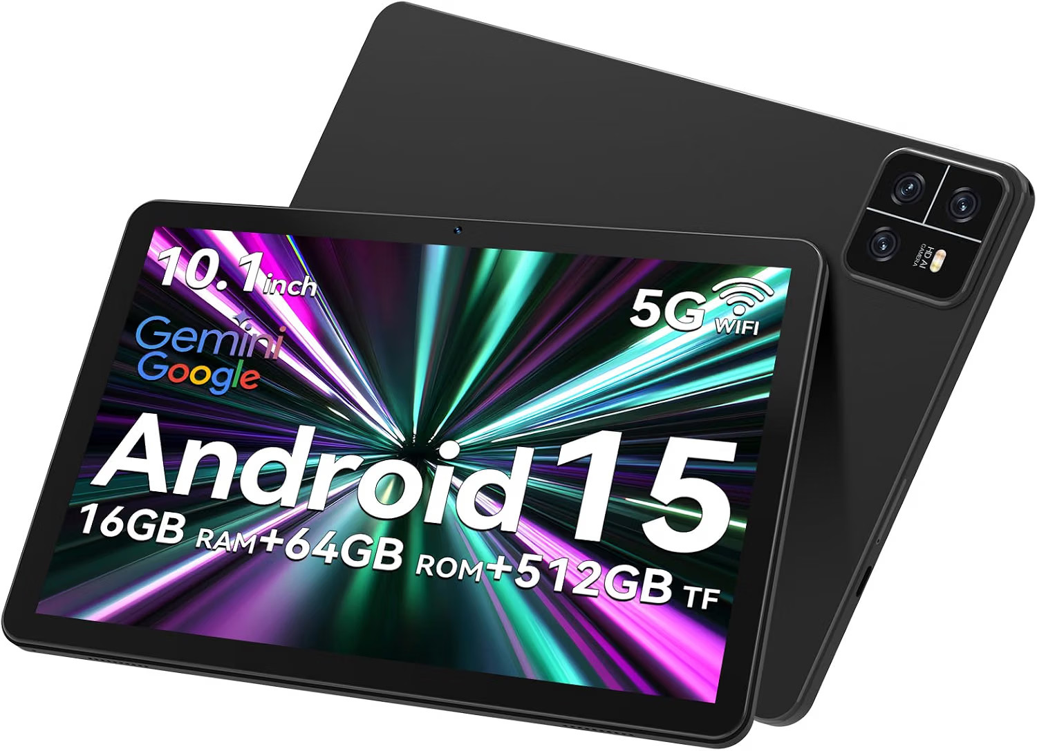 , 10.1 inch Android 15 With Octa-Core, 16GB RAM + 64GB ROM 512GB TF Support G...