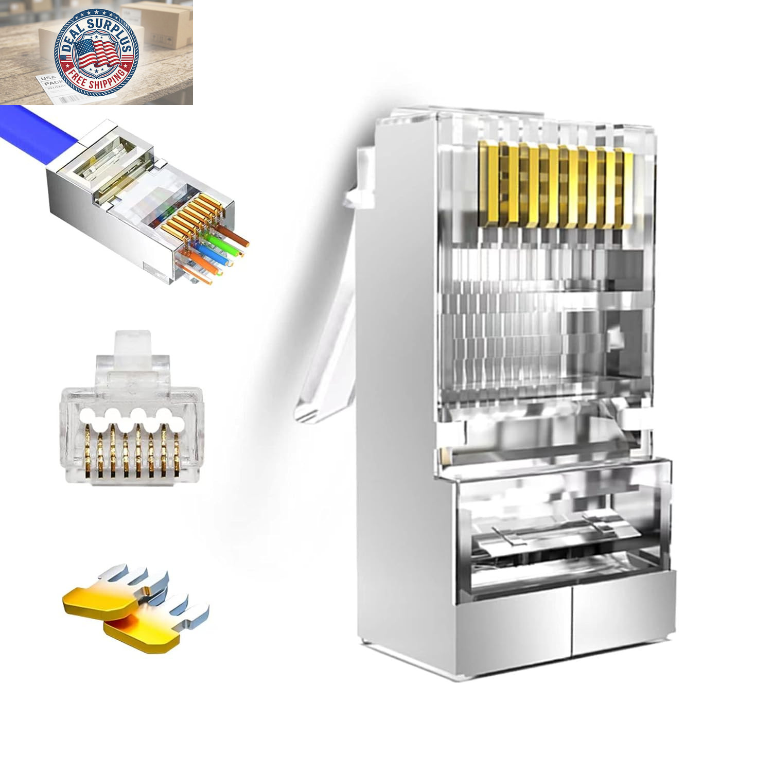 20-Pack Pass through Cat6 Shielded RJ45 Connectors, Gold Plated Cat6A RJ45 Conne