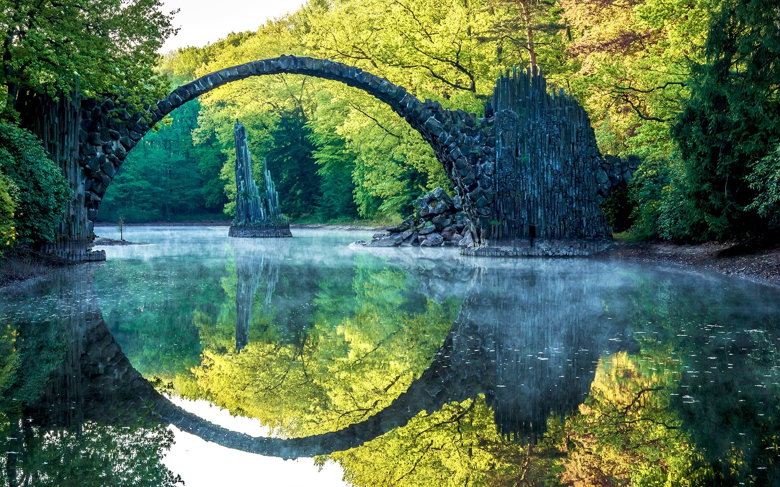 Landscape nature river bridge arch trees germany victor Custom Gaming Mat Desk