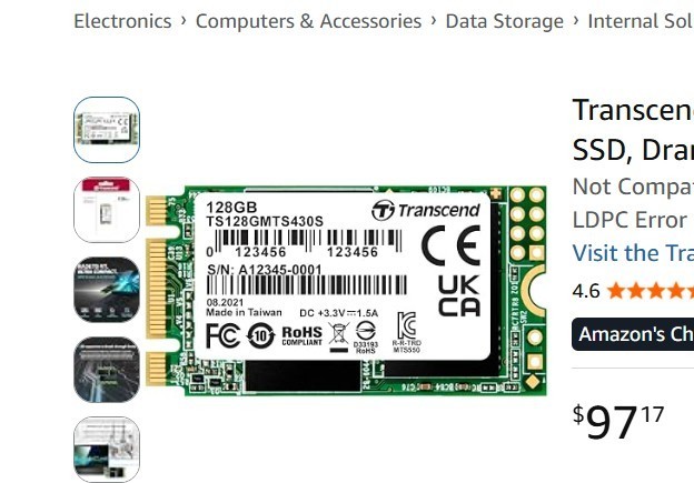 Transcend M.2 SSD 430S 128GB M.2 2242 SATA III Internal SSD DRAM Cache