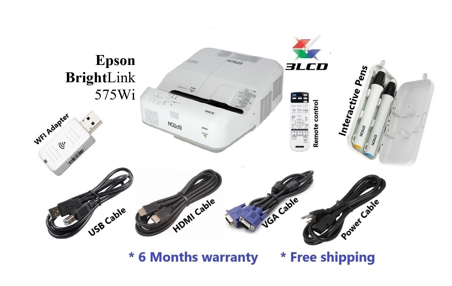 BrightLink 575Wi Interactive WXGA 3LCD Projector (6 Months Warranty)
