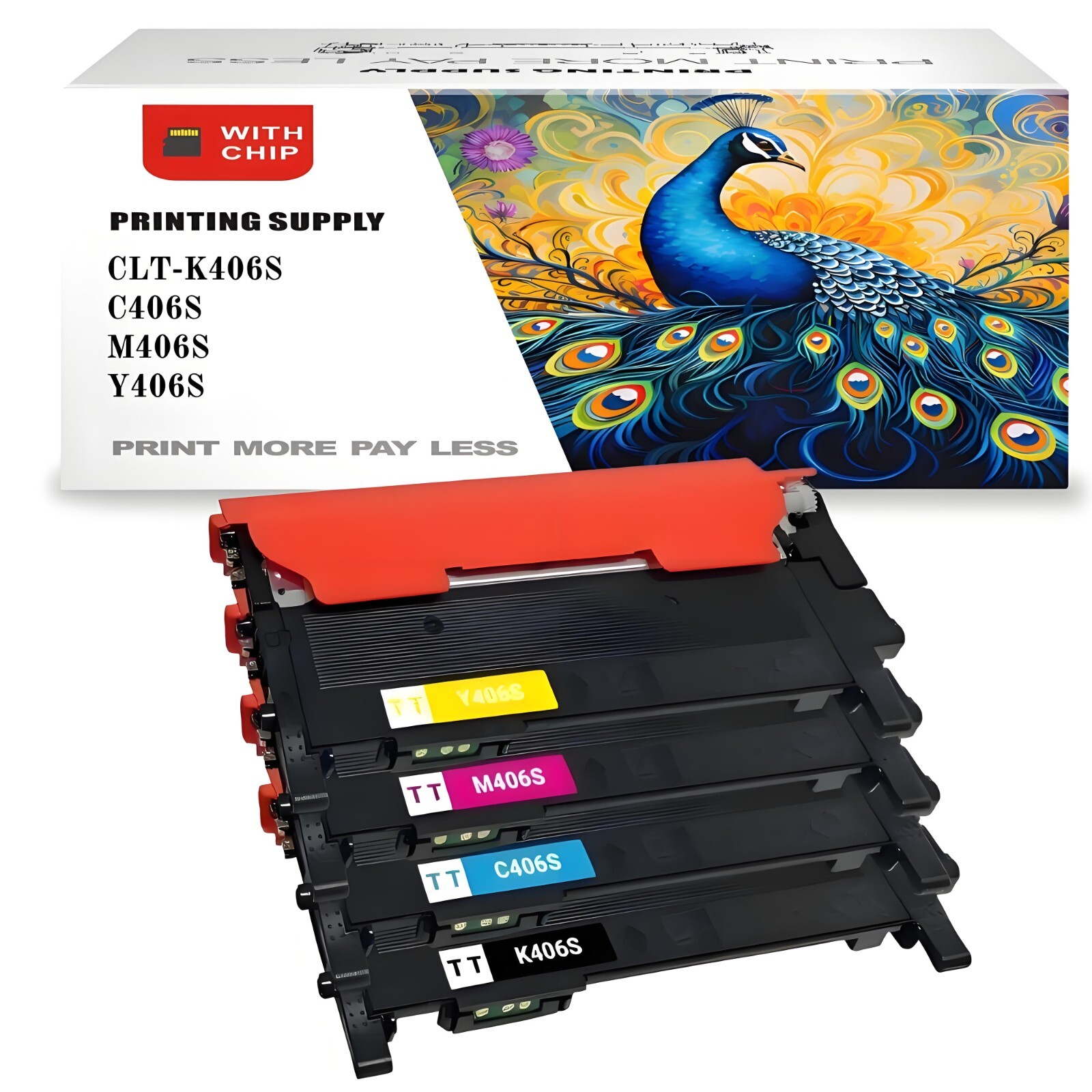 4PK Color Toner For Samsung CLT-K406S 406S CLP-360 365 Xpress C410 C460 CLX3305