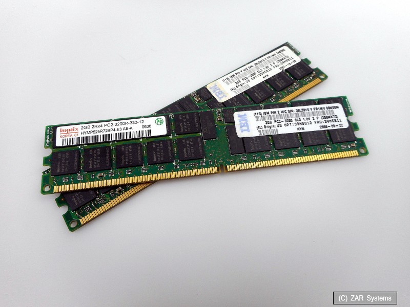 IBM Memory 4GB RAM Kit 2x2GB PC3200 CL3 ECC 39M5806 / 73P3235, BULK