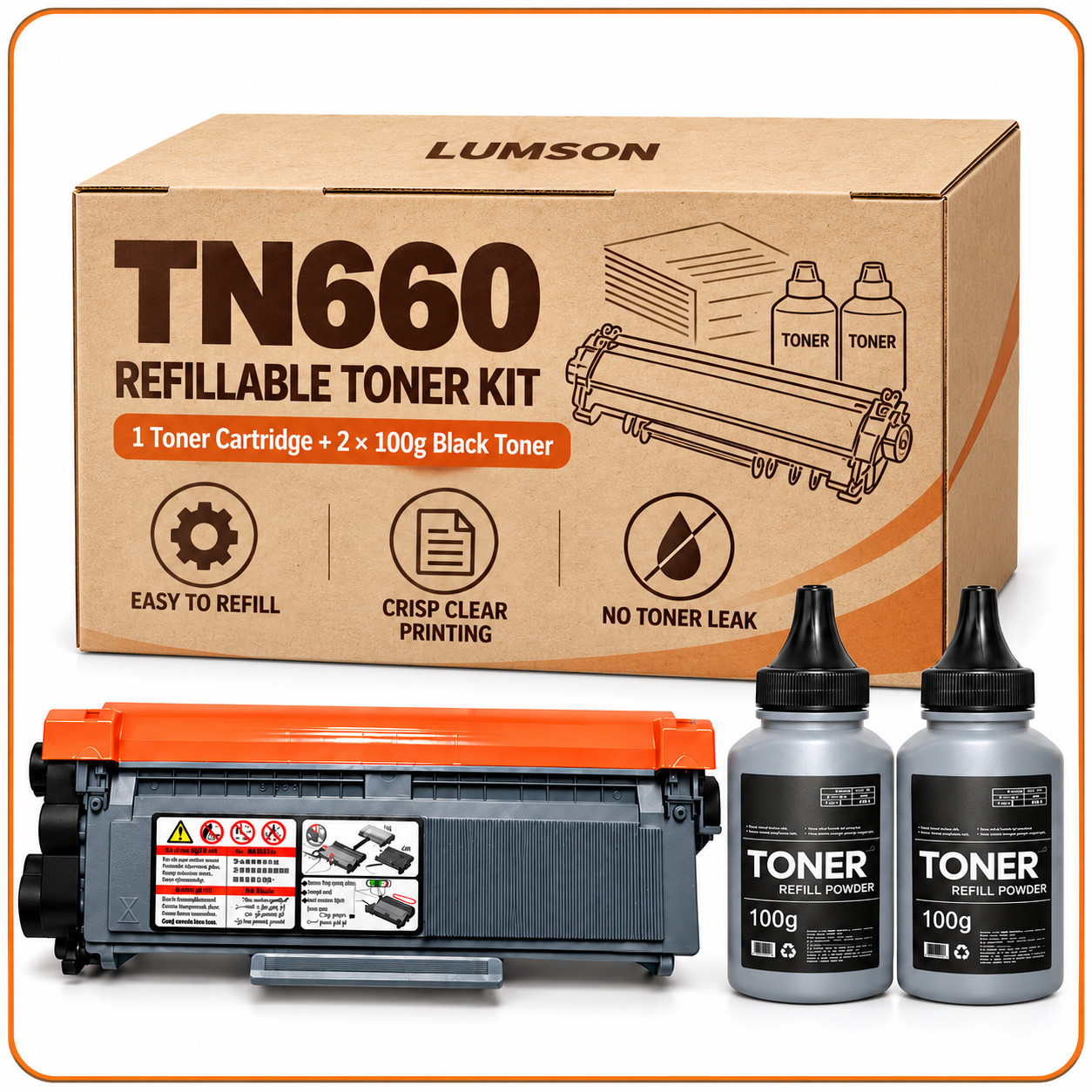 TN660 Refillable Toner KIT W/2 Bottles Refill For TN-660 HL-L2320D DCP-L2540DW