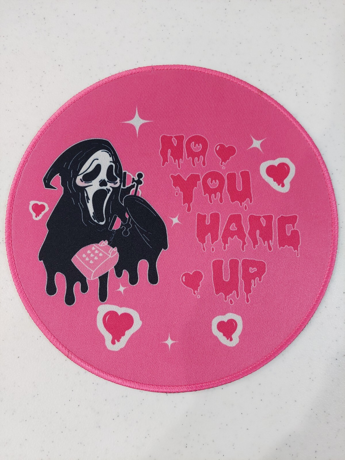 NEW Scream "No You Hang Up First" Ghost Face Mouse Pad Circle Horror Movie Mat