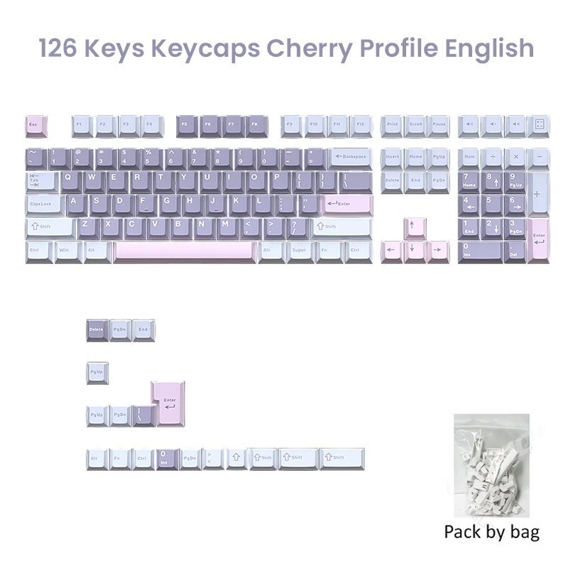 126 Key Double Shot PBT Cherry Keycaps for MX Switch GMK67 GMK87 GMK61