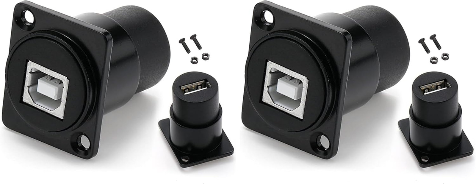 2PCS USB B to a Panel Mount Connector, D Type USB 2.0 Female Feed Thru