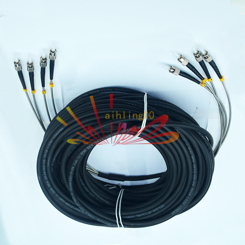ST-ST 4 Strand 9/125 Single Mode Fiber Patch Cord Field Outdoor Fiber Cable 75M