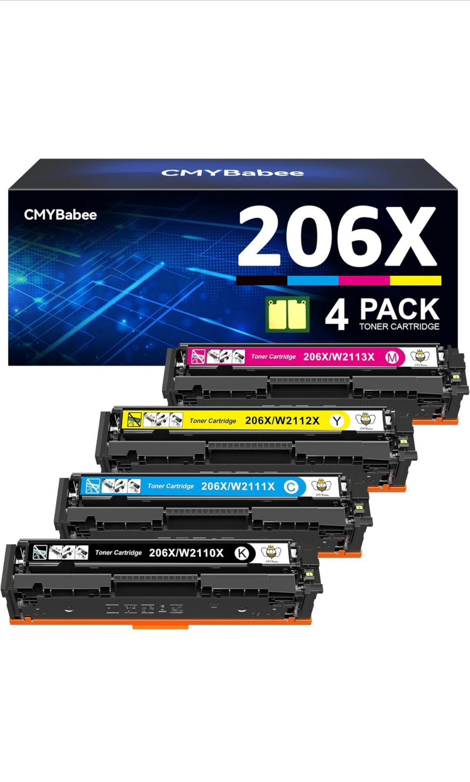 CMYBabee Compatible Toner Cartridge Replacement for HP 206X 206A for Color La...