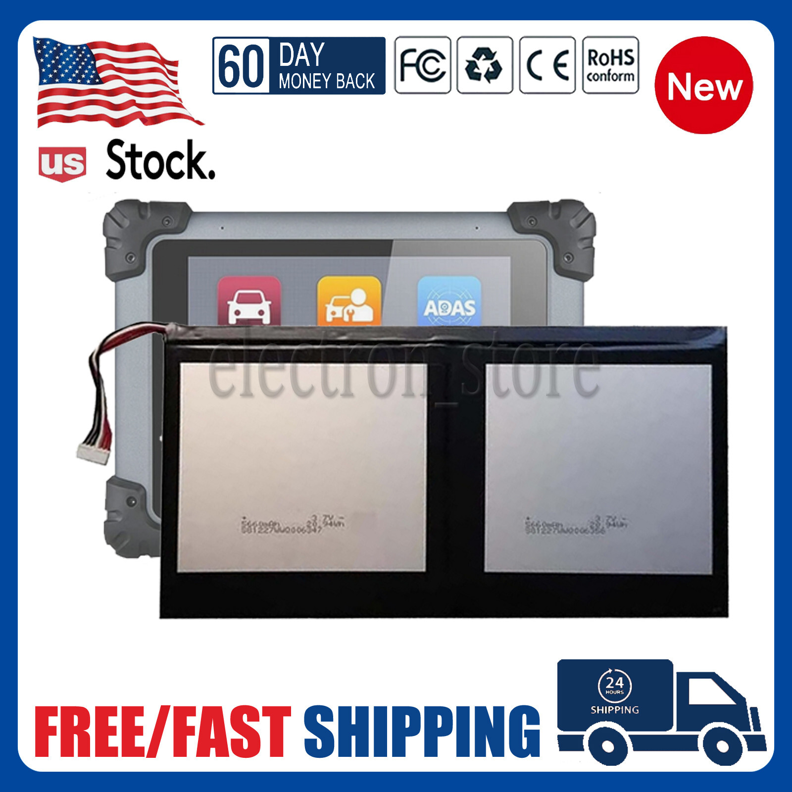 7Lines Battery for Au-tel MaxiSys MS908s/MS908s PRO MLP4395B2 3.7V 11000mAh