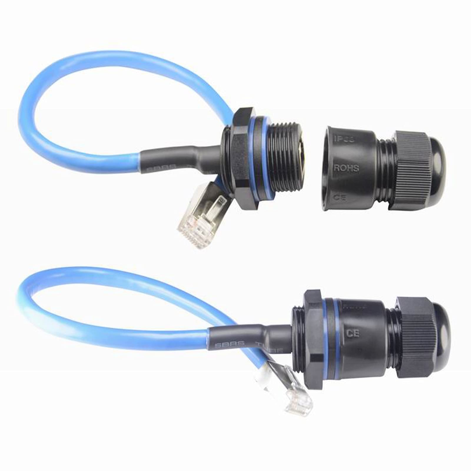 M25 RJ45 Waterproof CAT6 Connector 25CM Network Cable Ethernet Plug 2 PCS