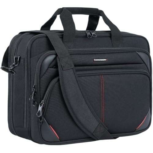 Laptop Briefcase Bag 17.3 Inch Canvas Messenger Shoulder Bag Black/Red