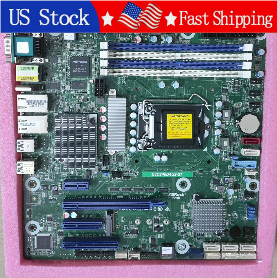 ASRock Rack E3C246D4U2-2T LGA1151 mATX Server Board Dual 10GbE DDR4 8xSATA NAS